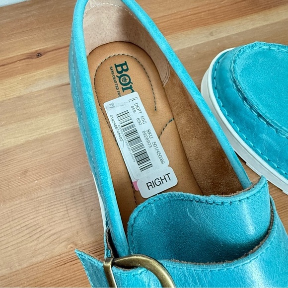 NEW BORN Contessa Turquoise Leather Buckle Platform Loafer Women’s Size 9.5 - Picture 6 of 10